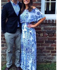 Show Me Your Mumu blue & white maxi dress